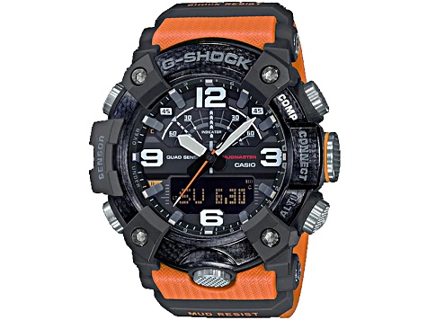 Casio G-Shock 54mm Orange Resin Strap Black Dial Quartz