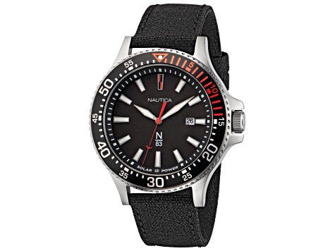 Nautica Cocoa Beach Men's 43 Quartz Watch, Black Fabric Strap