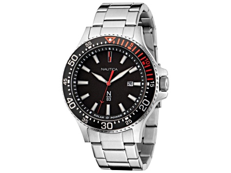 Nautica Cocoa Beach Men's 43 Quartz Stainless Steel Watch, Black Dial