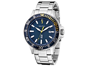 Nautica Cocoa Beach Men's 43 Quartz Stainless Steel Watch, Blue Dial