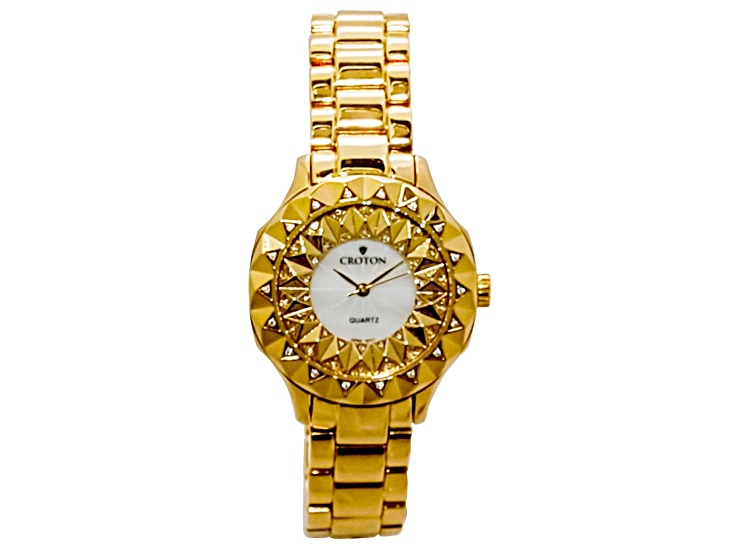 Croton Quartz Crystal Accents Gold Tone Beveled Bracelet  display picture 1
