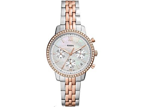 Fossil Rose Gold Metal Bracelet Chronograph Watch Fossil Rose Gold Crystal Bezel Women main image 2
