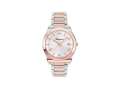 Gancini Watch 41MM Two-tone Case Silver Tone Guilloché Dial  display picture 1