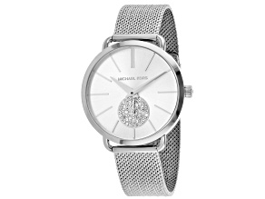 Michael Kors Women's Portia White Dial, Stainless Steel mesh Watch