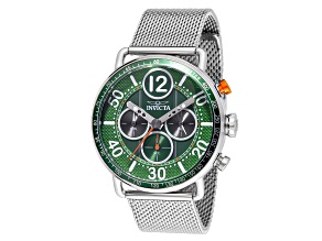 Invicta Speedway 44mm Green Dial Stainless Steel Mesh Band Quartz Watch