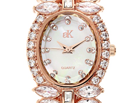 Adee Kaye™ White Crystal Rhodium Over Brass Watch