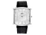 Adee Kaye™ Gent's Stainless Steel Silver Tone Dial And Black Leather Band Watch.