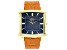 Adee Kaye™ Gent's Gold Tone Stainless Steel Blue Dial And Brown Leather Band Watch.