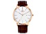 Adee Kaye™ Rose Tone Stainless Steel and Brown Leather Band Gent's Watch