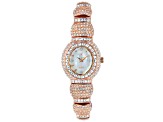 Adee Kaye™ White Crystal Rose Tone Mother of Pearl Dial Watch.