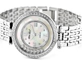 White Cubic Zirconia Rhodium Over Brass Ladies Wrist Watch 2.13ctw