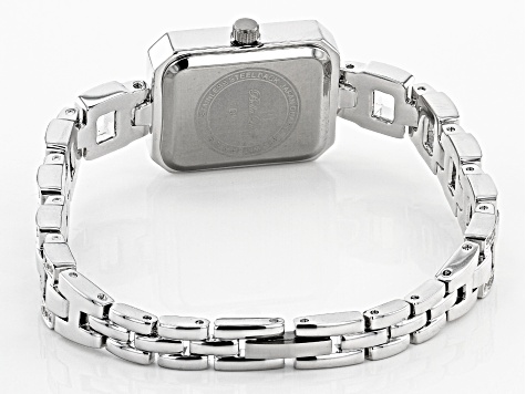 White Cubic Zirconia Rhodium Over Brass Ladies Wrist Watch 2.43ctw