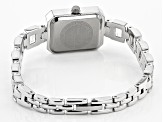 White Cubic Zirconia Rhodium Over Brass Ladies Wrist Watch 2.43ctw