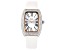 Burgi™ Crystals and White Leather Band Watch