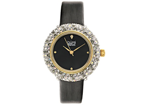 Burgi™ Crystals  and Leather Band Watch