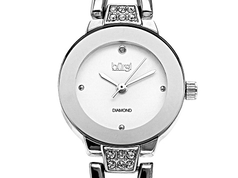 Burgi™ Crystals Silver Tone Stainless Steel Watch Gift Set.