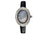 Burgi™ Crystals  Two Tone Stainless Steel Black Patent Leather Band Watch