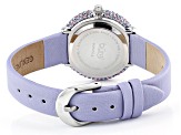 Burgi™ Diamond Accents & Crystals Purple Satin Over Leather Band Watch
