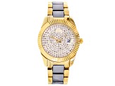 Oniss White Crystal Two Tone Watch
