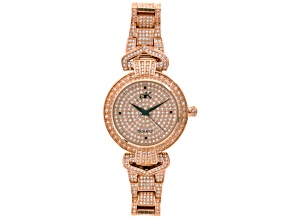 White Crystal Rose Tone Watch