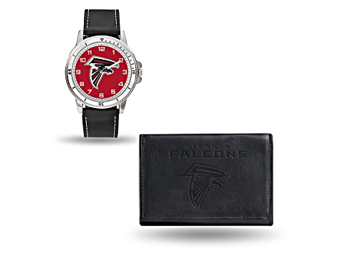 Nfl Atlanta Falcons Black Leather Watch Wallet Set