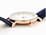 Ladies 35mm Rose Gold Tone With Black, Navy, and Taupe Band Watch Set of 3