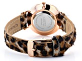 Ladies 35mm Rose Tone & Gold Tone Multi-Color Animal Print Leather Band Watch Set of 2