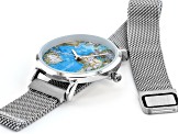 Ladies Silver Tone Stainless Steel Mesh Band Watch With Magnetic Clasp
