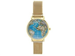 Ladies Gold Tone Stainless Steel Mesh Band Watch With Magnetic Clasp