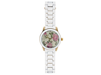 Picture of Picard & Cie Ladies White Aluminum Coated Watch With Floral Dial & White Crystal