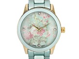Picard & Cie Ladies Mint Aluminum Coated Watch With Floral Dial & White Crystal
