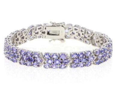 Blue tanzanite rhodium over sterling silver bracelet 15.47ctw