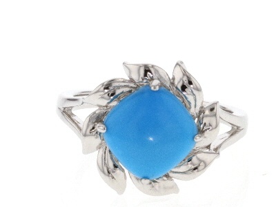 Blue Sleeping Beauty Turquoise Rhodium Over Silver Solitaire Ring