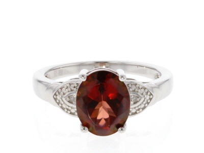 Red Labradorite Rhodium Over Sterling Silver Ring 1.96ctw