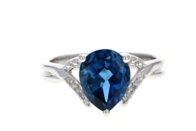 Blue Topaz Rhodium Over Sterling Silver Ring 2.52ctw