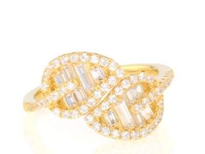 White Cubic Zirconia 18k Yellow Gold Over Sterling Silver Jewelry Set 3.68ctw