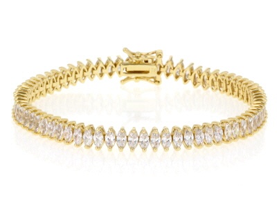 White Cubic Zirconia 18K Yellow Gold Over Silver Bracelet 16.30ctw