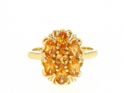Orange Mandarin Garnet 18K Yellow Gold Over Silver Ring. 1.73CTW
