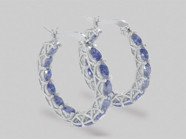 Blue Tanzanite Rhodium Over Sterling Silver Hoop Earrings 3.60ctw