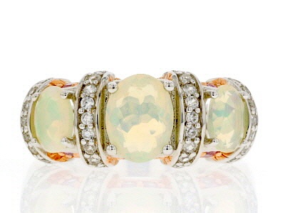 Ethiopian Opal Rhodium Over Sterling Silver Ring 1.95ctw