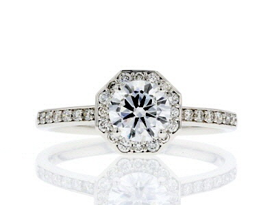 White Lab-Grown Diamond 14K White Gold Engagement Ring 1.04ctw