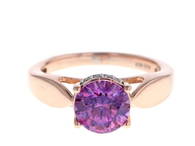 Purple & White Cubic Zirconia 18K Rose Gold Over Sterling Silver Ring 3.51ctw