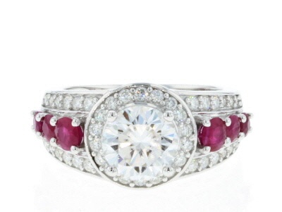 Moissanite And Ruby Platineve Ring 2.62ctw DEW - MOS679 | JTV.com