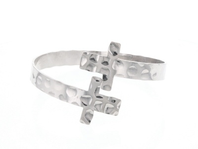 Silver Tone Cross Bracelet