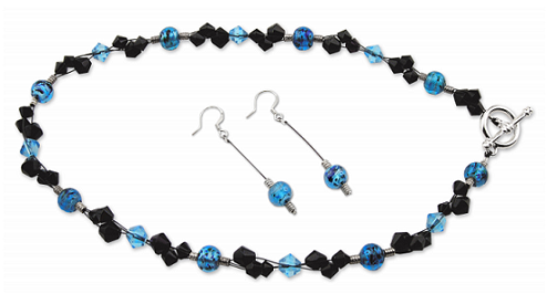 Aqua Jet Necklace and Earring Set