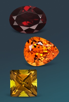 three loose gemstones