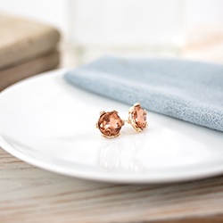 Morganite earrings on dish