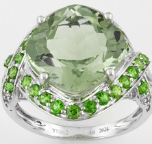 green and silver prasiolite ring
