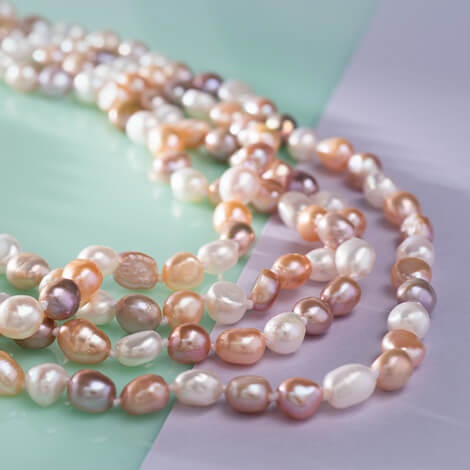 Multi Color Freshwater Pearl Endless Strand Necklace 