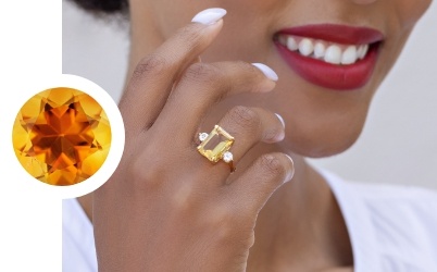 Woman wearing citrine jewelry 